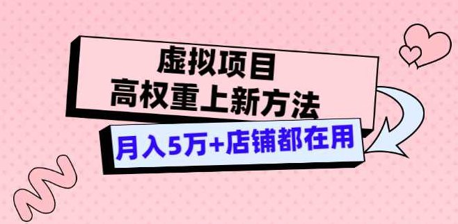 虚拟项目高权重上新方法，月入5万+店铺都在用（实战）,课程,实战,第1张