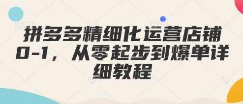 拼多多精细化运营店铺0-1，从零起步到爆单详细教程,视频,教程,演讲,第1张