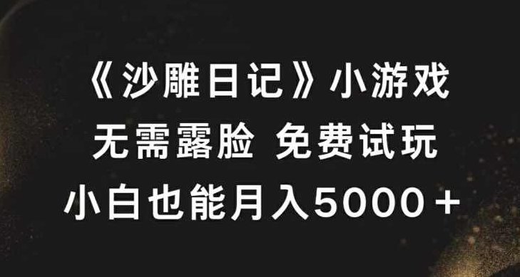 《沙雕日记》小游戏，无需露脸免费试玩，小白也能月入5000+【项目拆解】