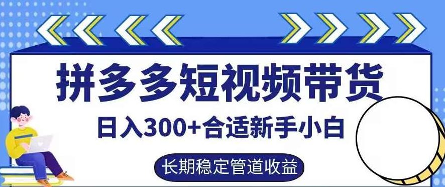 拼多多短视频带货日入300+有长期稳定被动收益，合适新手小白【项目拆解】,课程,视频,教程,第1张
