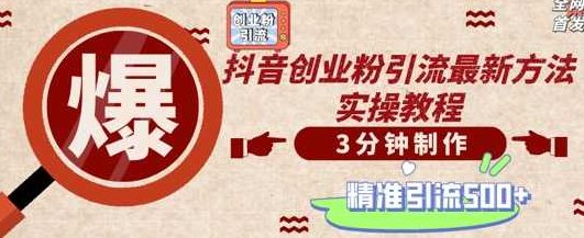 轻松制作创业类视频，一天被动加精准创业粉500+【项目拆解】,课程,视频,抖音,第1张