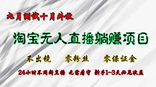 淘宝无人直播最新玩法，九月经过亲自测试十月外放，不出镜零粉丝零保证金，24小时无值守，新手1-3天必见收益【项目拆解】,创业,项目拆解,亲自测试,第1张