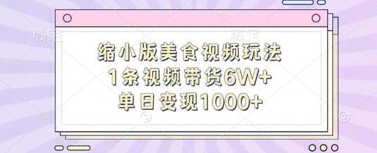 缩小版美食视频玩法，1条视频带货6W+，单日变现1k【项目拆解】,课程,视频,制作,第1张