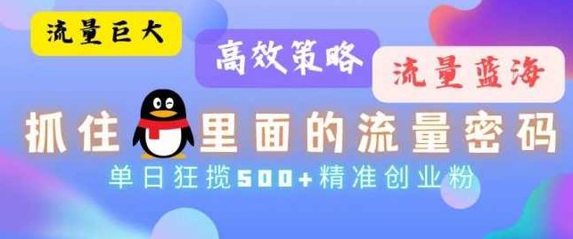流量蓝海,抓住QQ里面的流量密码!高效策略,单日狂揽500+精准创业粉【项目拆解】,课程,视频,抖音,第1张 流量蓝海,抓住QQ里面的流量密码!高效策略,单日狂揽500+精准创业粉【项目拆解】,课程,视频,抖音,第1张