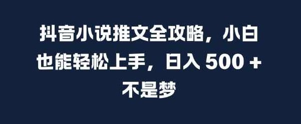 抖音小说推文全攻略，小白也能轻松上手，日入 5张+ 不是梦【项目拆解】,视频,教程,抖音,第1张