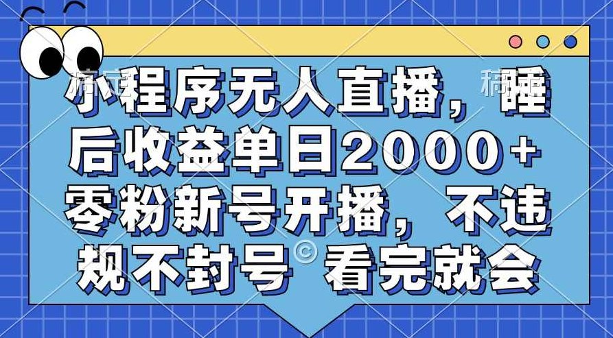 小程序无人直播,睡后收益单日2000+ 零粉新号开播,不违规不封号 看完就会【项目拆解】,项目拆解,第1张 小程序无人直播,睡后收益单日2000+ 零粉新号开播,不违规不封号 看完就会【项目拆解】,项目拆解,第1张