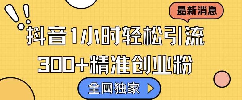 全网独家抖音引流，轻松日引300+精准创业粉【项目拆解】,抖音,创业,介绍,第1张