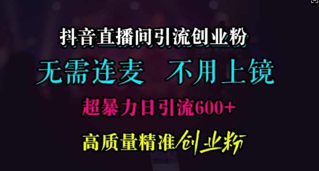 抖音直播间引流创业粉，无需连麦、无需上镜，超暴力日引流600+高质量精准创业粉【项目拆解】,课程,抖音,创业,第1张