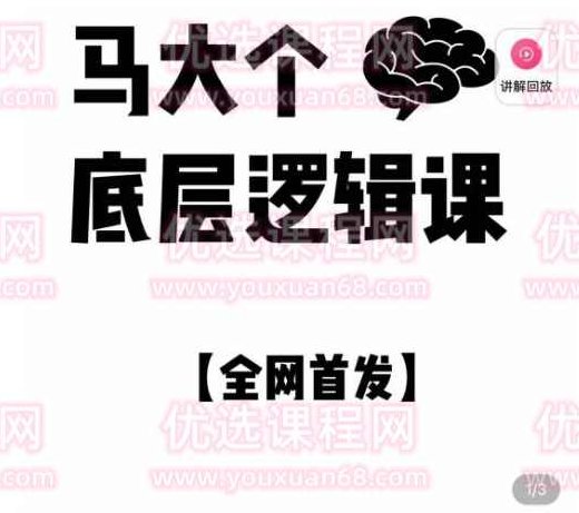 马大个·底层逻辑课，51节底层逻辑智慧课-价值1980元,课程,赚钱,价值,第1张