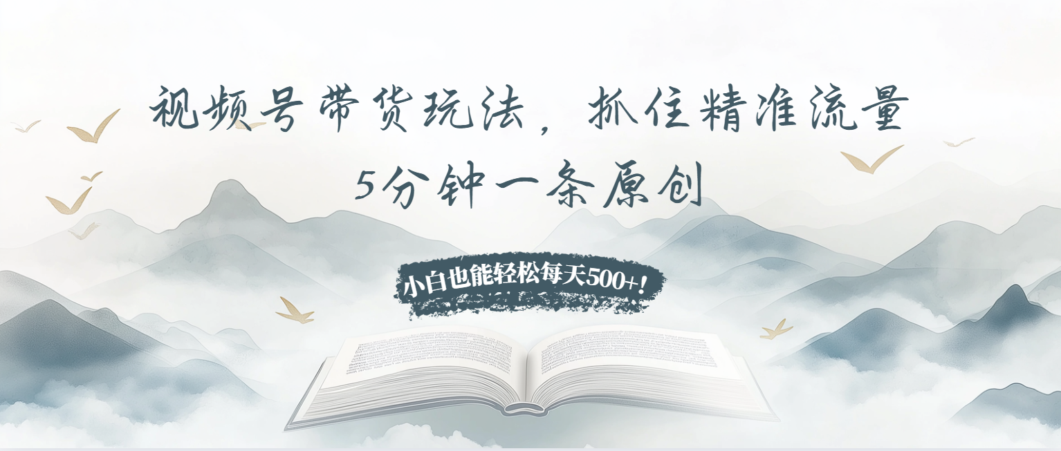 视频号带货玩法，抓住精准流量，5分钟一条原创，小白也能轻松每天500+,视频,视频号,第1张