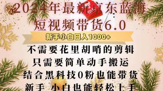 最新京东蓝海短视频带货6.0，不需要花里胡哨的剪辑只需要简单动手搬运结合黑科技0粉也能带货【揭秘】,课程,视频,抖音,第1张