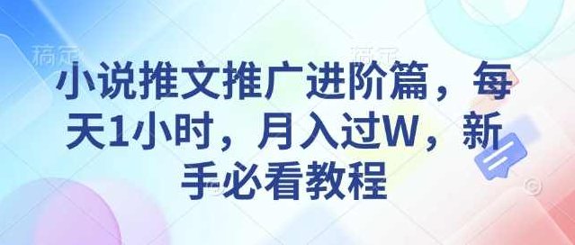 小说推文推广进阶篇，每天1小时，月入过W，新手必看教程【揭秘】,课程,教程,创业,第1张