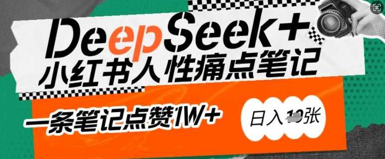 AI赋能小红书爆款秘籍：用DeepSeek轻松抓人性痛点，小白也能写出点赞破万的吸金笔记，日入多张【揭秘】,课程,基础,设计,第1张