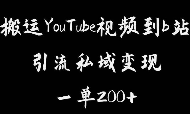 搬运YouTube视频到b站，引流私域一单利润200+，几乎0成本！【揭秘】,视频,揭秘,第1张
