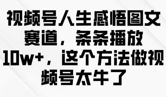 视频号人生感悟图文赛道,条条播放10w+,这个方法做视频号太牛了【揭秘】,课程,视频,揭秘,第1张 视频号人生感悟图文赛道,条条播放10w+,这个方法做视频号太牛了【揭秘】,课程,视频,揭秘,第1张