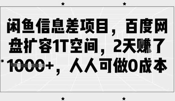 闲鱼信息差项目，百度云盘分享扩容1T空间，2天收益1k+，人人可做0成本【揭秘】,课程,百度云盘分享,资料,第1张