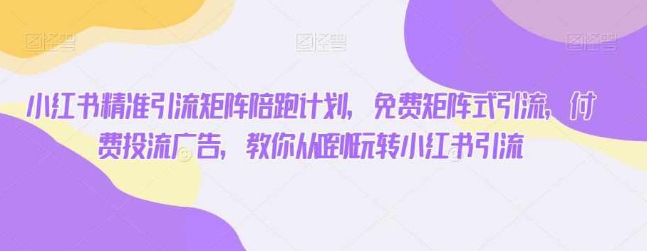 小红书精准引流矩阵陪跑计划，免费矩阵式引流，付费投流广告，教你从0到1玩转小红书引流,课程,成功,词汇,第1张
