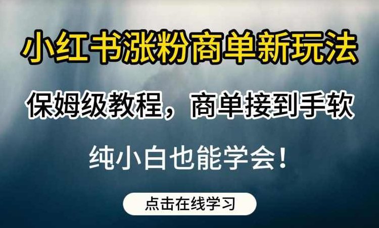 小红书涨粉商单新玩法，保姆级教程，商单接到手软，纯小白也能学会【揭秘】,课程,教程,揭秘,第1张