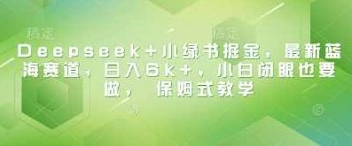 Deepseek+小绿书掘金，最新蓝海赛道，日入6k+，小白闭眼也要做， 保姆式教学【揭秘】,课程,制作,教学,第1张