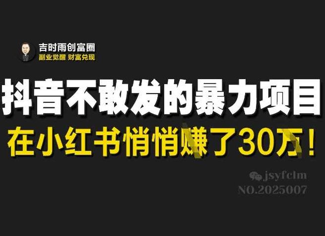 抖音不敢发的暴利项目，在小红书悄悄挣了30W【揭秘】,课程,抖音,创业,第1张