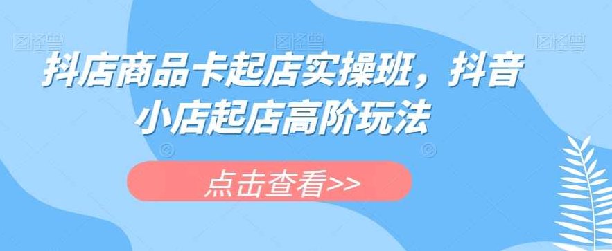 抖店商品卡起店实操班,抖音小店起店高阶玩法,课程,抖音,第1张 抖店商品卡起店实操班,抖音小店起店高阶玩法,课程,抖音,第1张