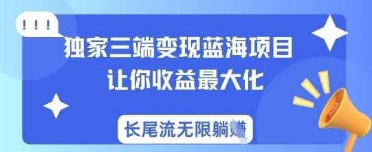 独家三端变现蓝海项目，让你收益最大化，长尾流无限躺挣【揭秘】,课程,教程,揭秘,第1张