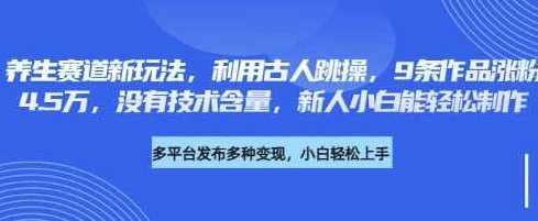 养生赛道新玩法,利用古人跳操,9条作品涨粉4.5W,没有技术含量,新人小白能轻松制作【揭秘】,制作,揭秘,第1张 养生赛道新玩法,利用古人跳操,9条作品涨粉4.5W,没有技术含量,新人小白能轻松制作【揭秘】,制作,揭秘,第1张