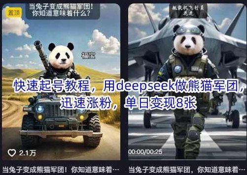 快速起号教程，用deepseek做熊猫军团，迅速涨粉，单日变现8张【揭秘】,视频,教程,故事,第1张