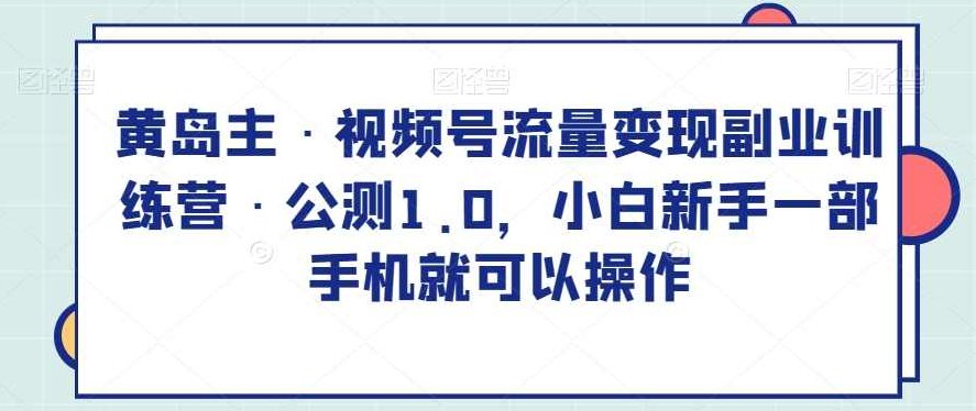 黄岛主·视频号流量变现副业训练营·公测1.0，小白新手一部手机就可以操作,课程,视频,制作,第1张