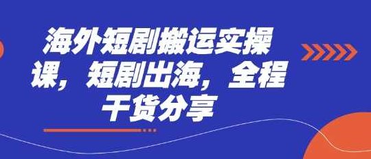 海外短剧搬运实操课，短剧出海，全程干货分享【揭秘】