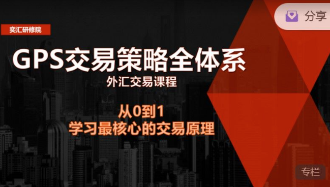 GPS外汇交易策略全体系,课程,基础,应用,第1张