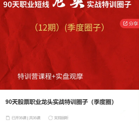 90天股票职业龙头实战特训圈子（季度圈）,课程,教学,第1张