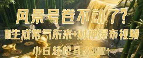 风景号卷不动了？AI一键生成紫气东来+财神瀑布视频，小白轻松日入数张【揭秘】,课程,视频,制作,第1张