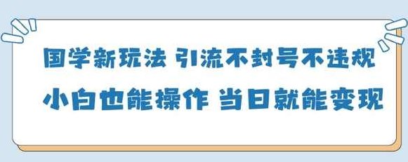 国学新玩法，引流不封号不违规小白也能操作，当日就能变现【揭秘】,视频,制作,揭秘,第1张