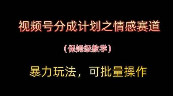 视频号分成计划之情感赛道暴力玩法，可批量操作，保姆级教学【揭秘】,课程,视频,制作,第1张
