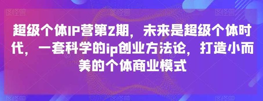 超级个体IP营第2期，未来是超级个体时代，一套科学的ip创业方法论，打造小而美的个体商业模式,课程,专家,第1张