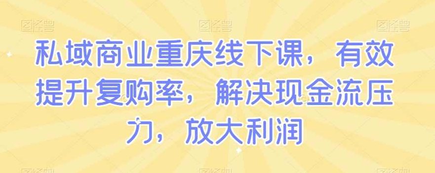 私域商业重庆线下课,有效提升复购率,解决现金流压力,放大利润,复购率提升,现金流压力解决,第1张 私域商业重庆线下课,有效提升复购率,解决现金流压力,放大利润,复购率提升,现金流压力解决,第1张