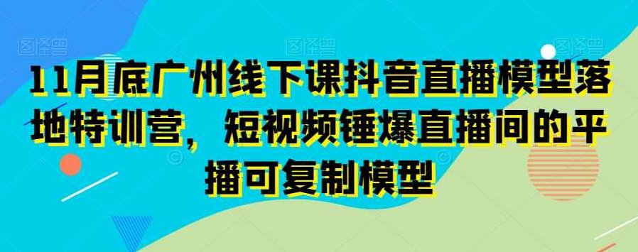 11月底广州线下课抖音直播模型落地特训营，短视频锤爆直播间的平播可复制模型,课程,视频,抖音,第1张