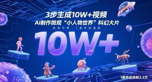 3步生成10W+视频，AI制作微观“小人物世界”科幻大片，条条万赞，1条作品涨粉2.3W【揭秘】,课程,视频,抖音,第1张