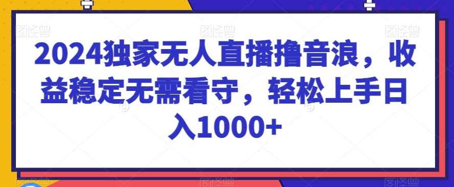 2024独家无人直播撸音浪,收益稳定无需看守,轻松上手日入1000+【揭秘】,课程,教程,抖音,第1张 2024独家无人直播撸音浪,收益稳定无需看守,轻松上手日入1000+【揭秘】,课程,教程,抖音,第1张
