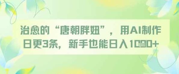 治愈的“唐朝胖妞”，用AI制作日更3条，新手也能日入多张【揭秘】,视频,抖音,制作,第1张