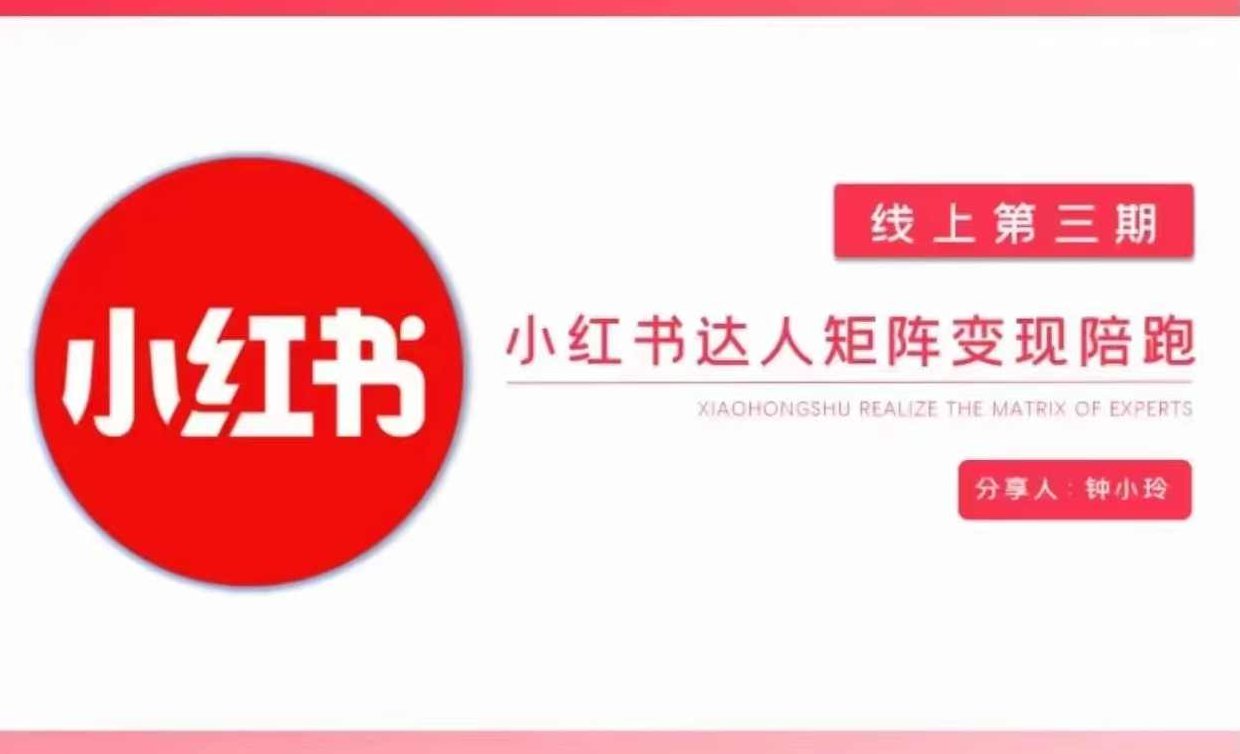 钟小玲小红书达人矩阵变现陪跑 第3期，教你玩转小红书达人变现，找对标，快速涨粉,课程,小红书,实战,第1张