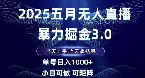 2025五月无人直播暴力掘金3.0，当天上手，当天拿结果，单号日入1k+小白可做可矩阵【揭秘】,揭秘,介绍,第1张