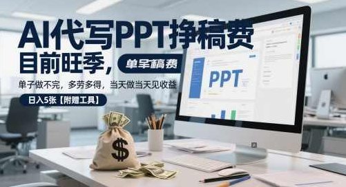 AI代写PPT挣稿费,目前旺季,单子做不完,多劳多得,当天做当天见收益,日入5张【附赠工具】【揭秘】,课程,揭秘,第1张 AI代写PPT挣稿费,目前旺季,单子做不完,多劳多得,当天做当天见收益,日入5张【附赠工具】【揭秘】,课程,揭秘,第1张