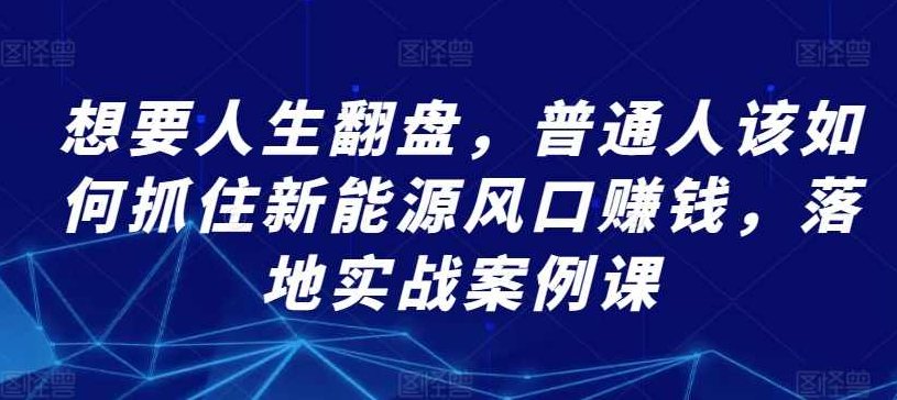想要人生翻盘，普通人该如何抓住新能源风口赚钱，落地实战案例课,课程,赚钱,实战,第1张