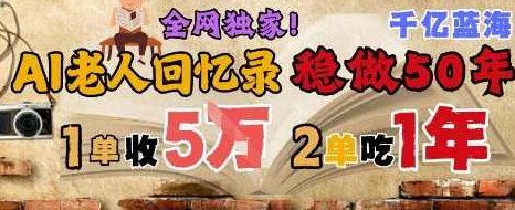 AI帮老人写回忆录，可以稳做50年的蓝海赛道，一单收2-3W，2单吃一年，长久可持续【揭秘】,课程,揭秘,第1张