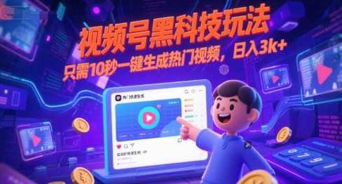 视频号黑科技玩法，只需10秒一键生成热门视频，日入3k+【揭秘】,视频,揭秘,介绍,第1张