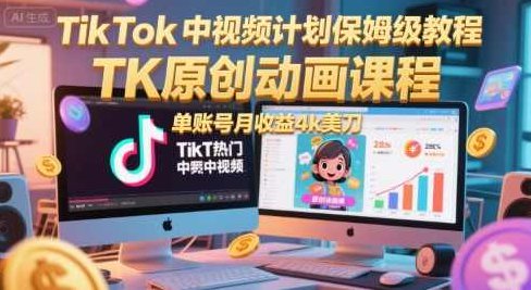 TikTok中视频计划保姆级教程,TK原创动画课程,单账号月收益4k美刀【揭秘】,课程,视频,教程,第1张 TikTok中视频计划保姆级教程,TK原创动画课程,单账号月收益4k美刀【揭秘】,课程,视频,教程,第1张