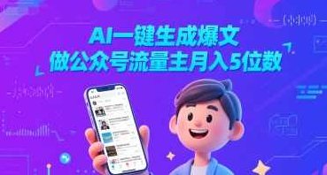 AI一键生成爆文，做公众号流量主月入5位数【揭秘】,课程,揭秘,介绍,第1张