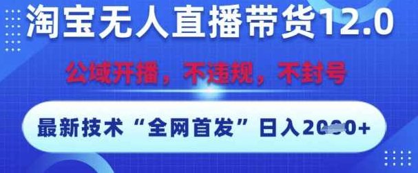 淘宝无人直播带货12.0，最新技术，不封号，不违规，操作简单，开播爆单，日入多张【揭秘】,视频,抖音,创业,第1张